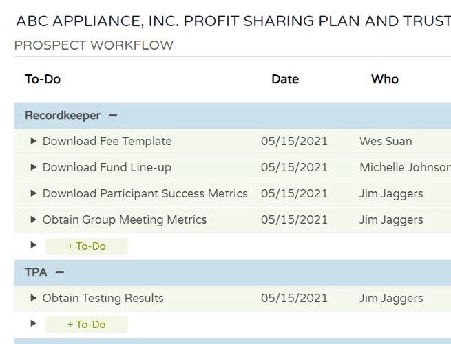 Prospect Workflow Panel