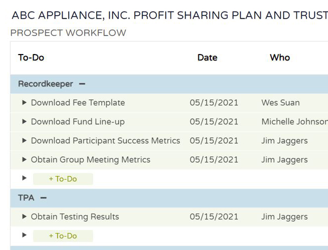 Prospect Workflow Panel 