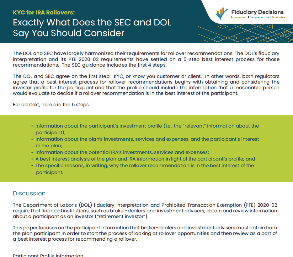 KYC for IRA Rollovers